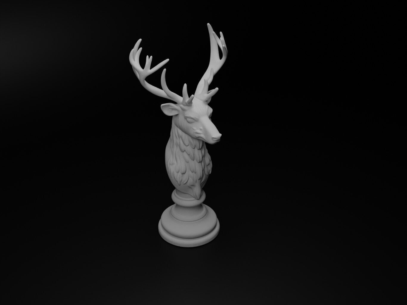 Deer Animal Bust Chess 3D print model_2