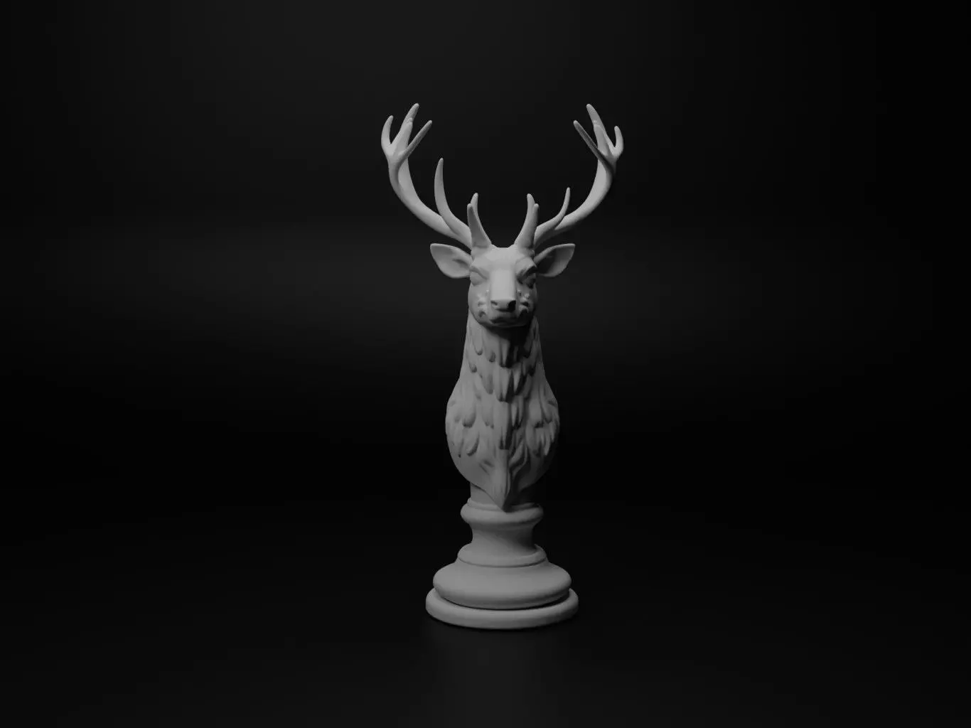 Deer Animal Bust Chess 3D print model_0