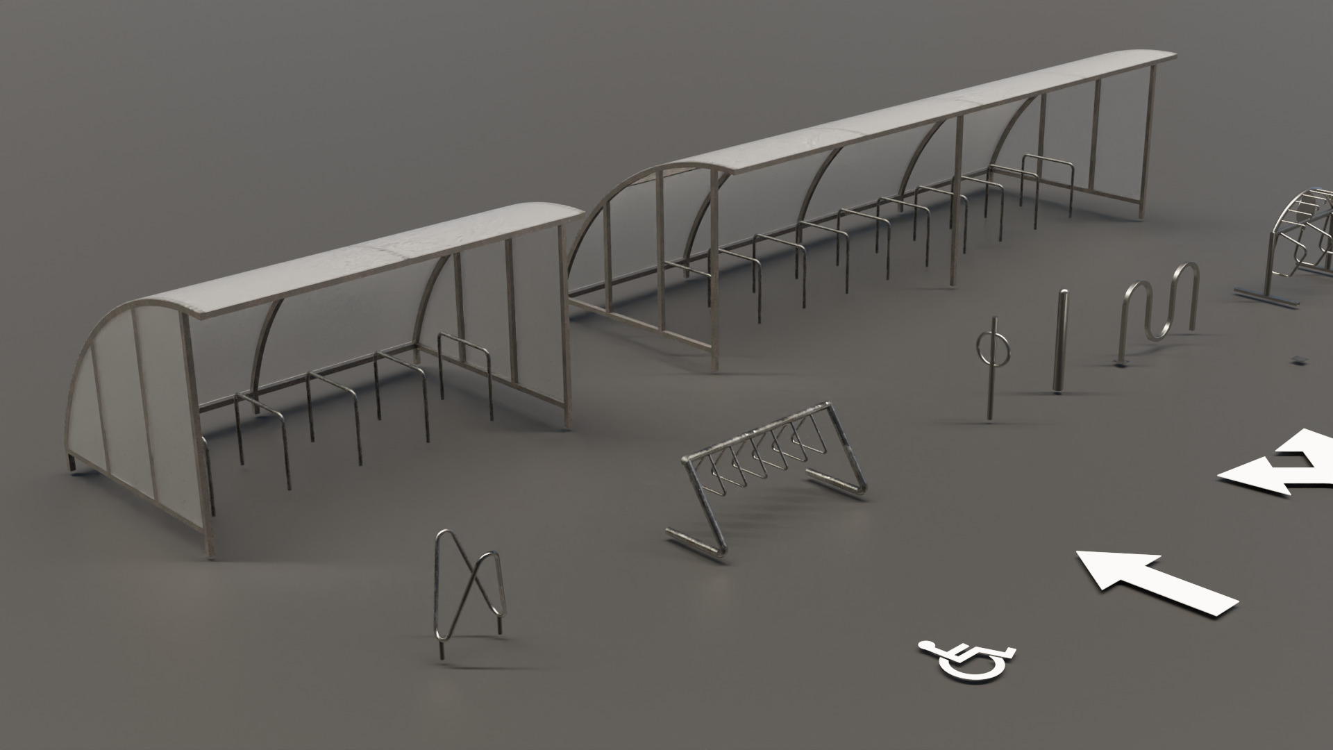 Bicycle Rack and Traffic Sign Pack Low-poly 3D model_3