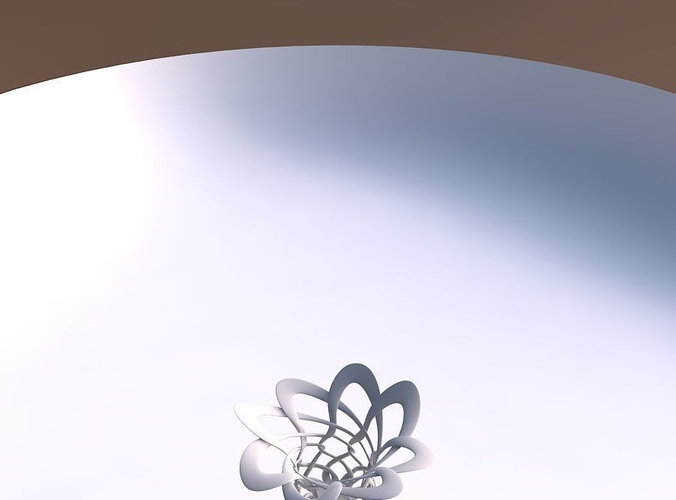 Bowl wide cylindrical with interlacing thin lattice streched and wavy top