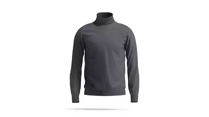Black Turtleneck Sweater - long neck knitted mens pullover 3D model
