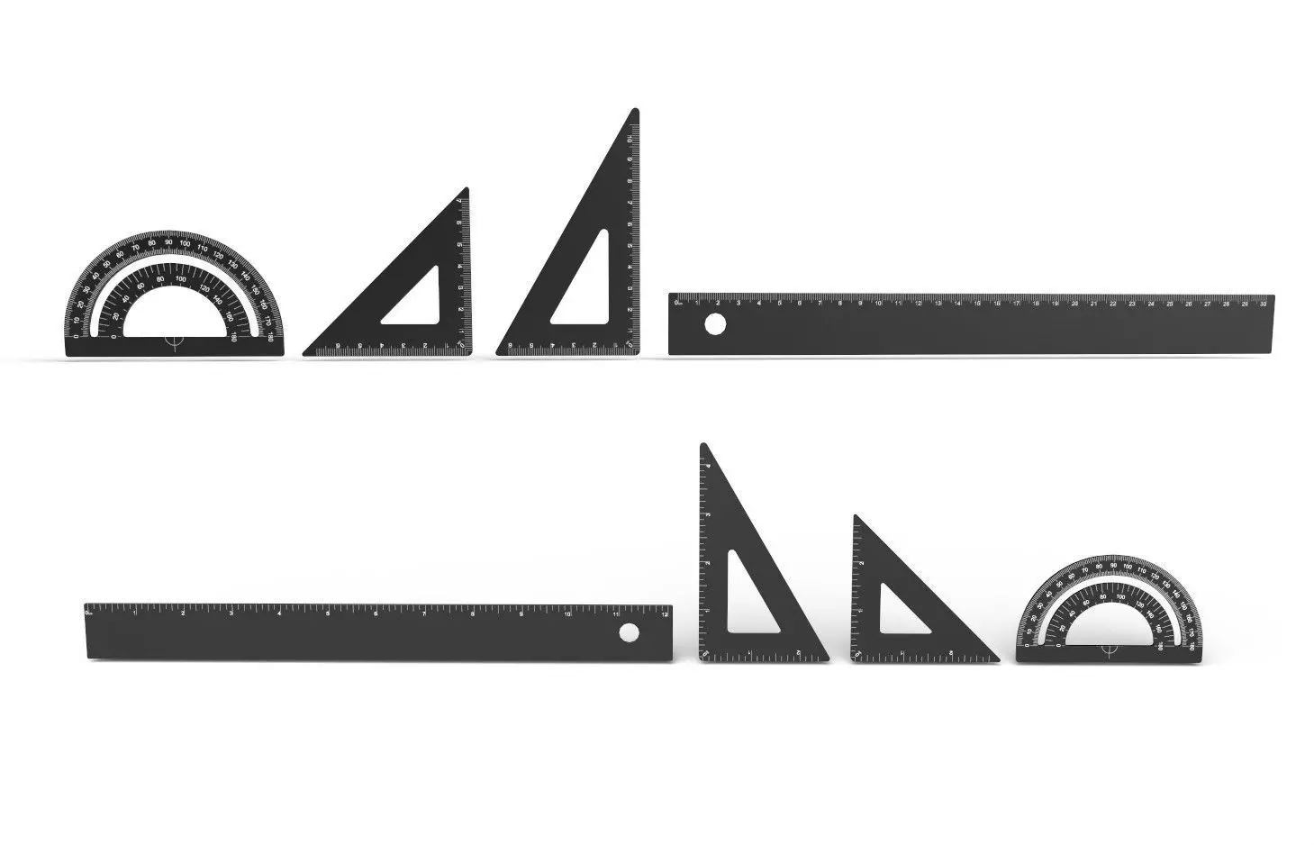 Ruler Set M01 Low-poly 3D model