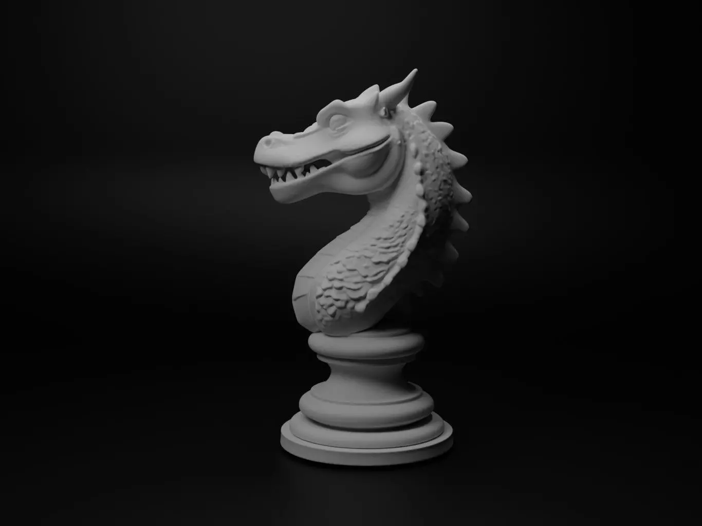 Dragon Animal Bust Chess 3D print model_0