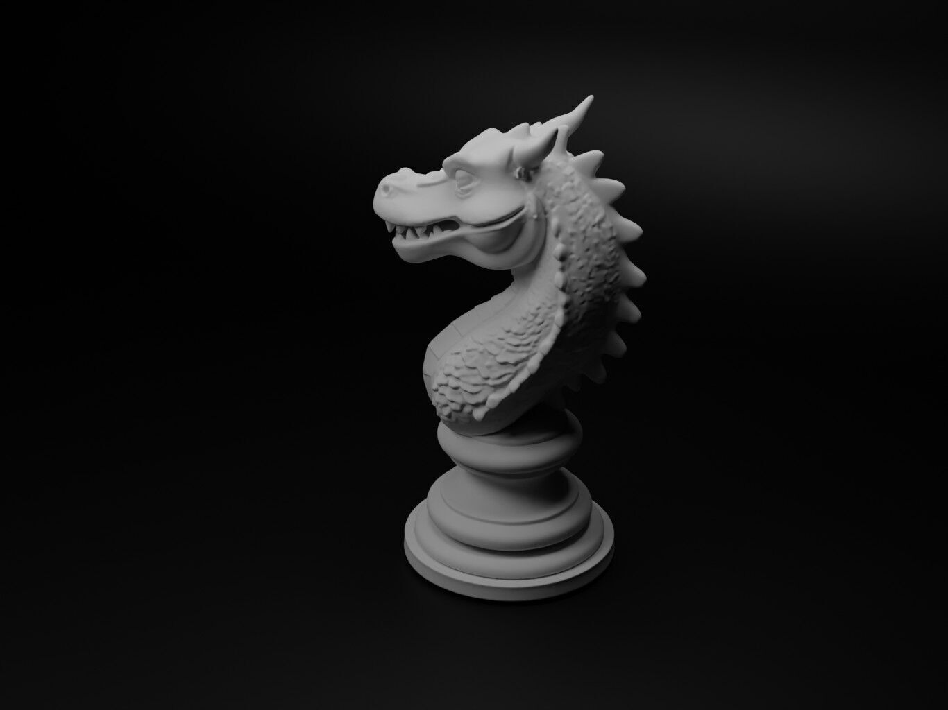 Dragon Animal Bust Chess 3D print model_1
