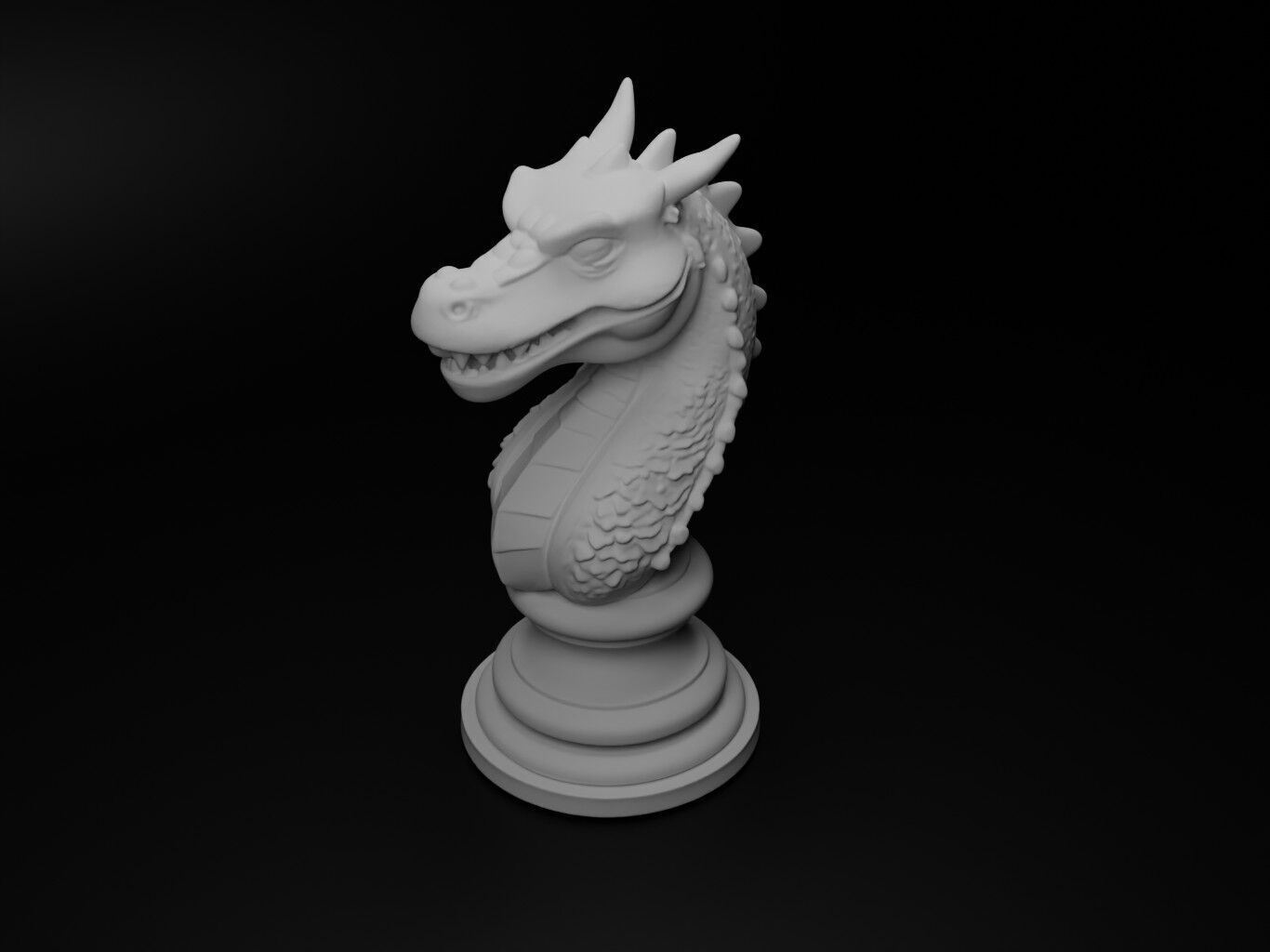 Dragon Animal Bust Chess 3D print model_2