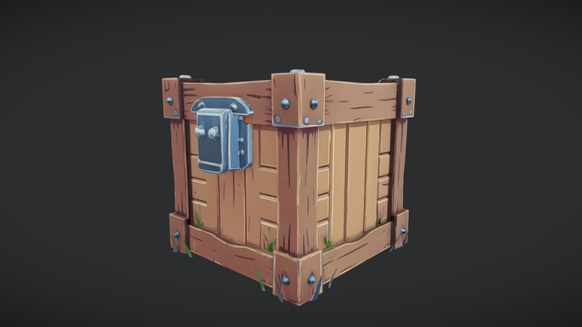 cartoon wooden crate 3D model_23