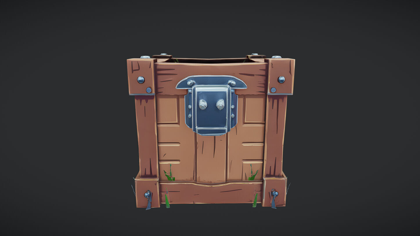 cartoon wooden crate 3D model_22
