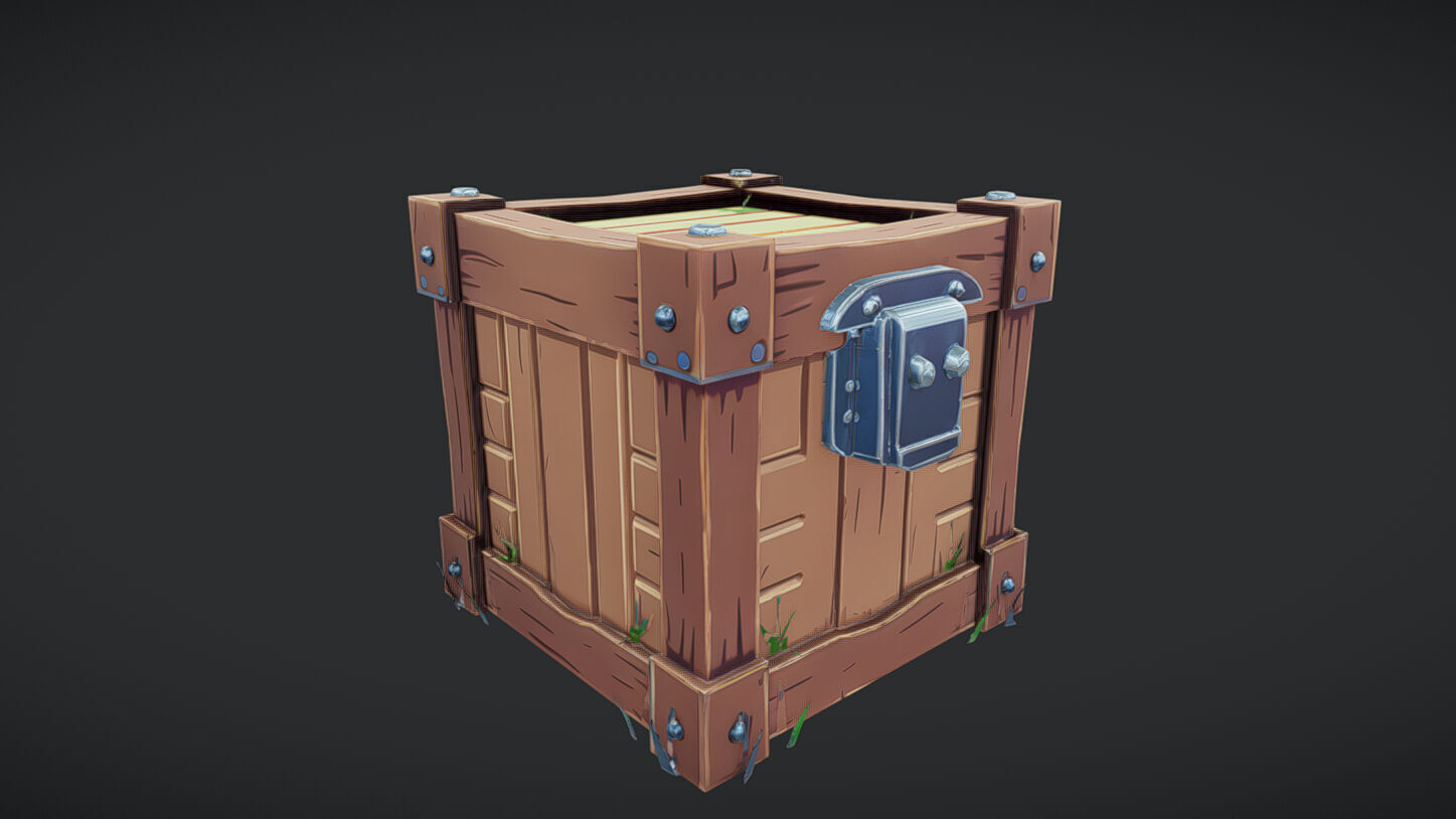 cartoon wooden crate 3D model_10