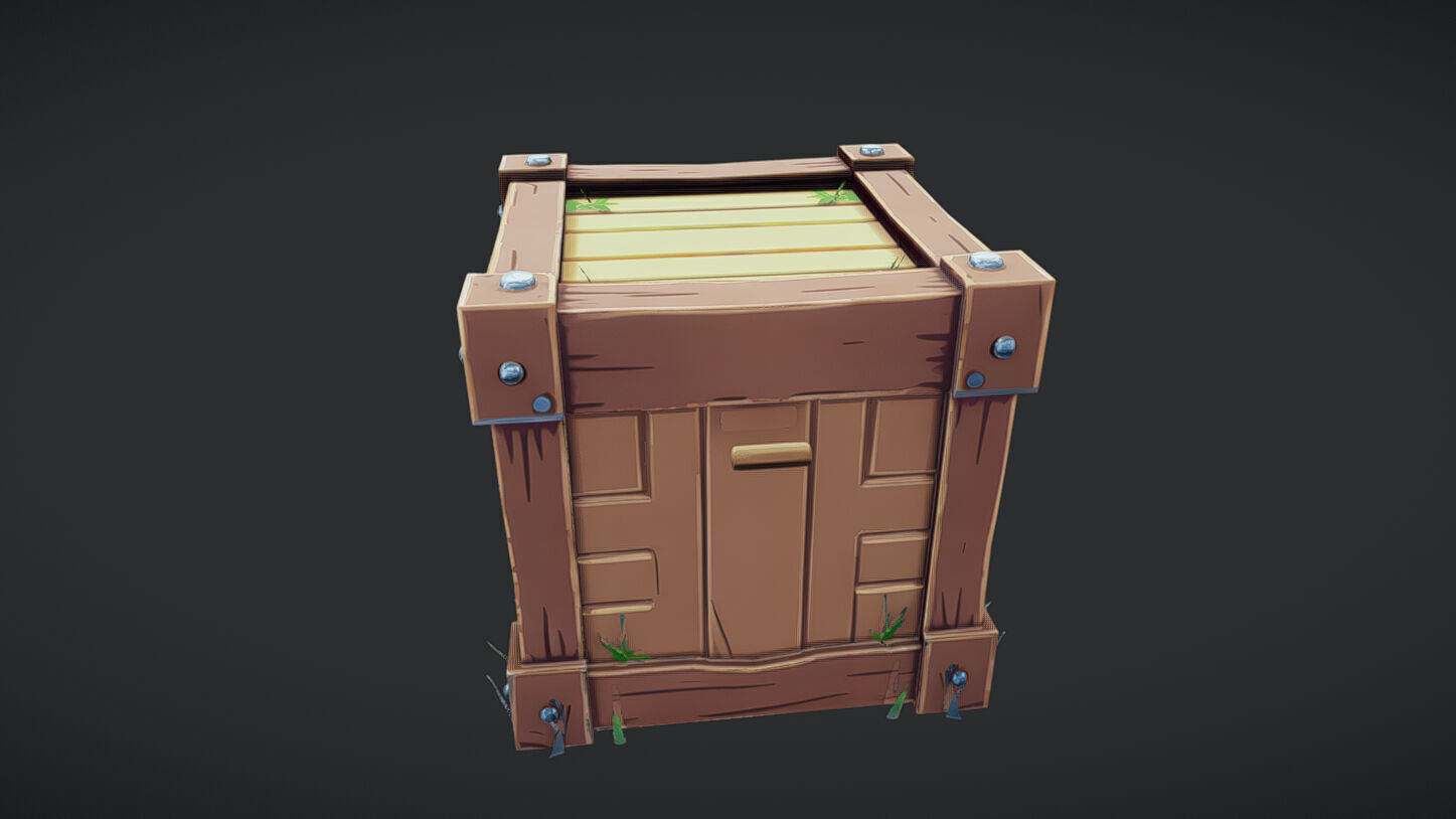 cartoon wooden crate 3D model_20