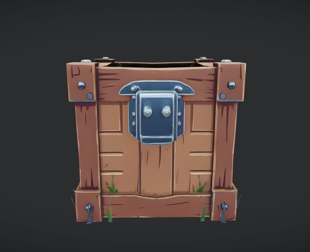cartoon wooden crate 3D model_17