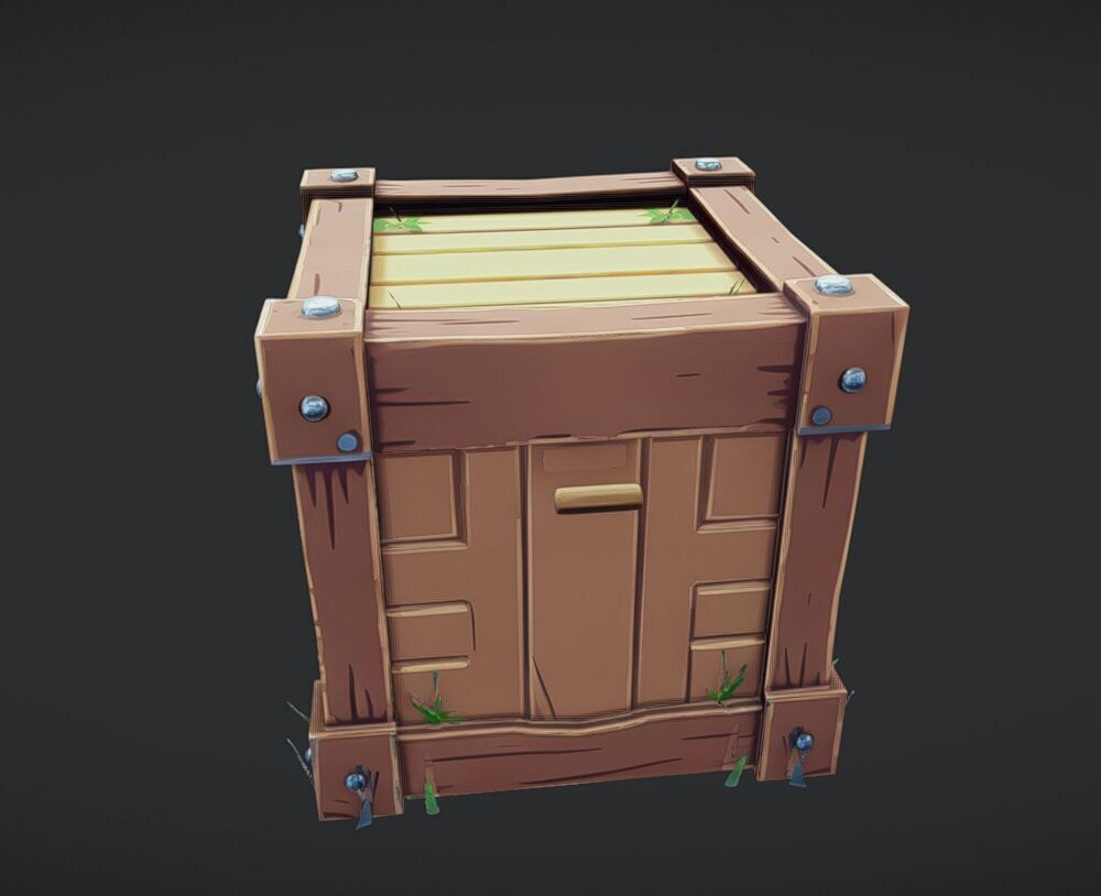 cartoon wooden crate 3D model_15
