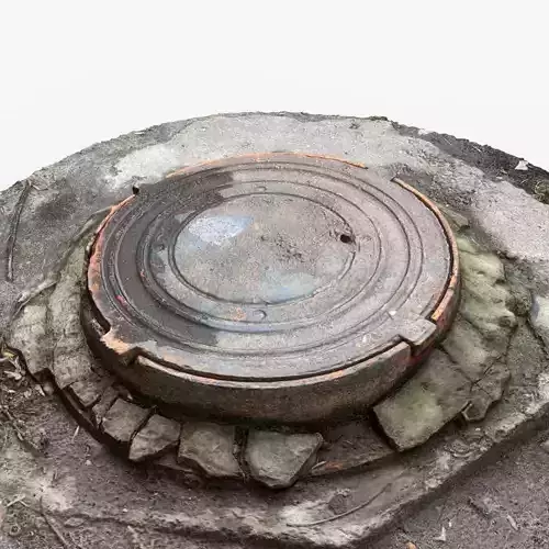 Photorealistic 3D scan of manhole Hatch cover Sewer Manhole
