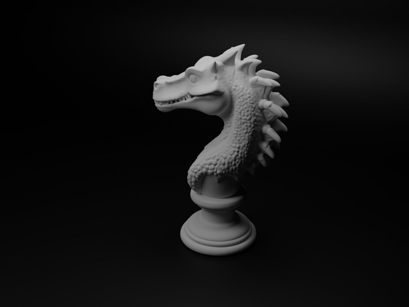 Dragon Animal Bust Chess 3D print model_1