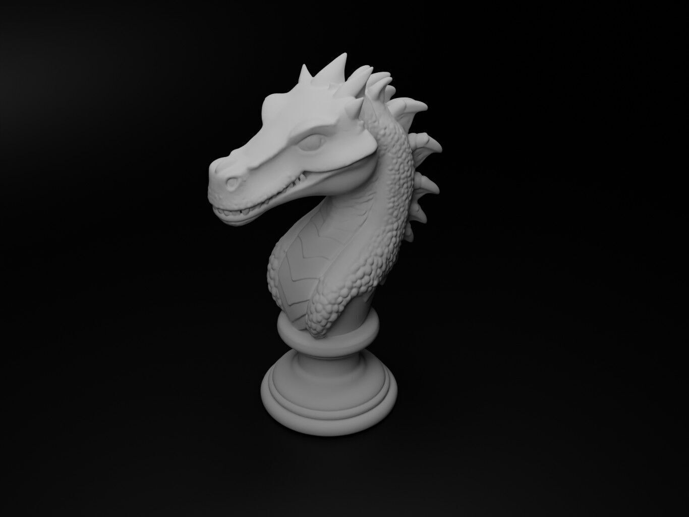 Dragon Animal Bust Chess 3D print model_2