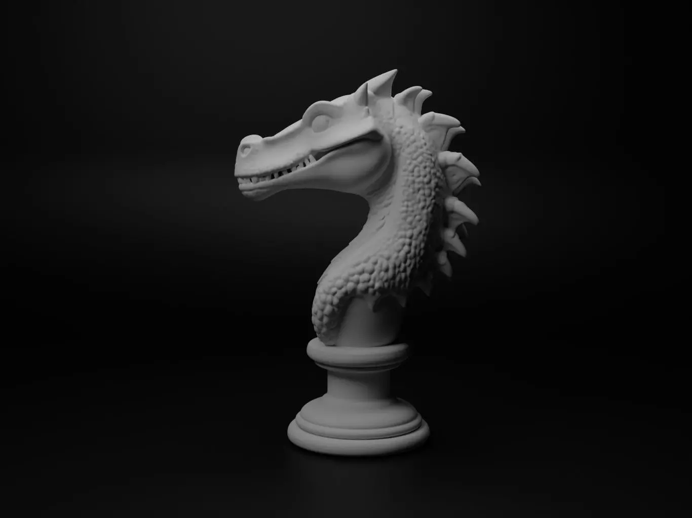 Dragon Animal Bust Chess 3D print model_0