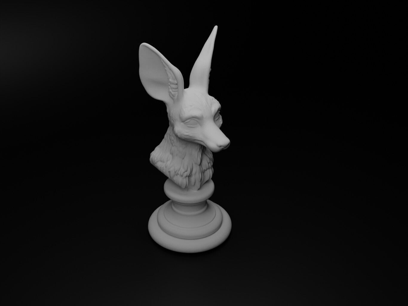 Fennec Animal Bust Chess 3D print model_2