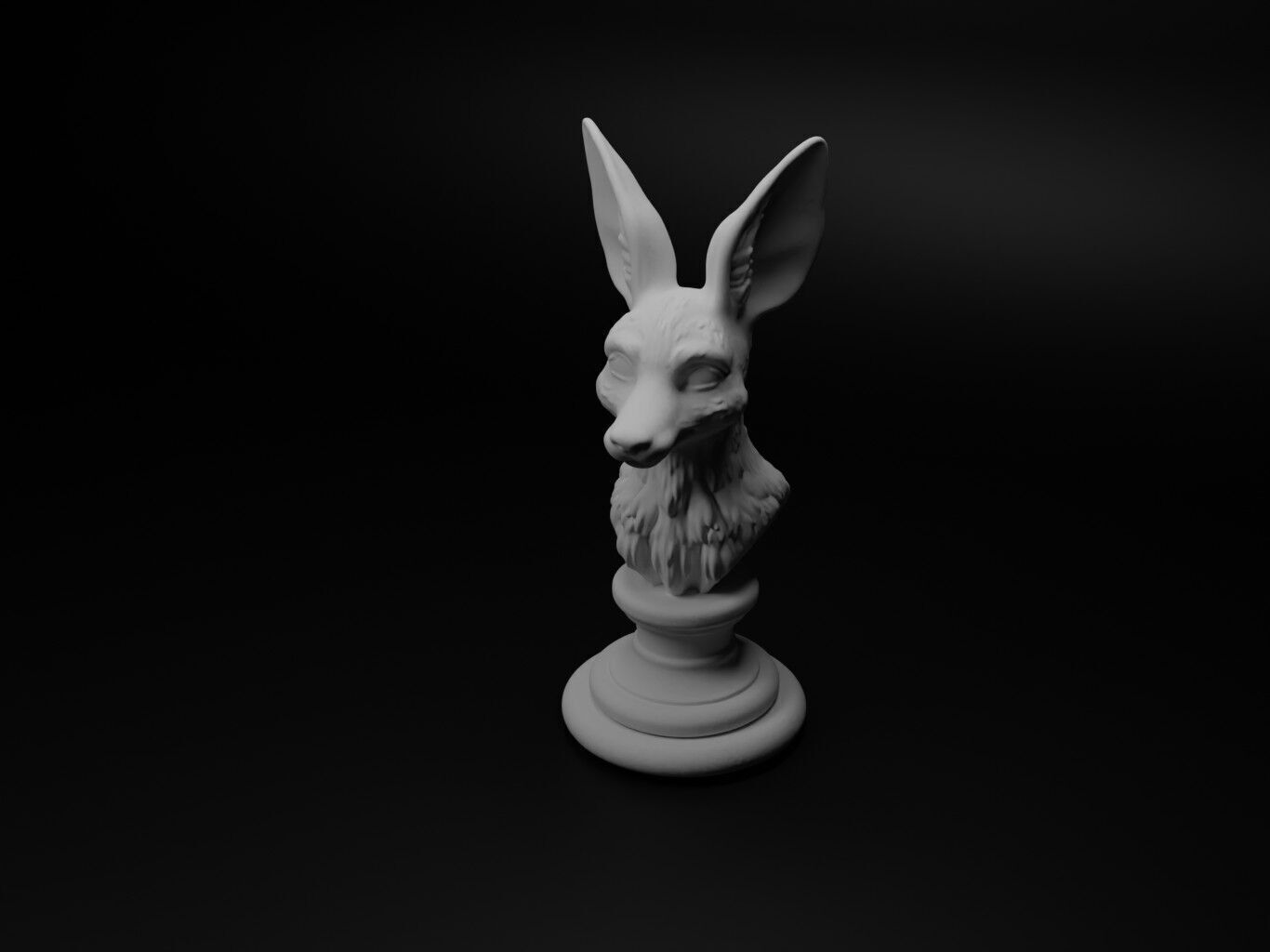 Fennec Animal Bust Chess 3D print model_1