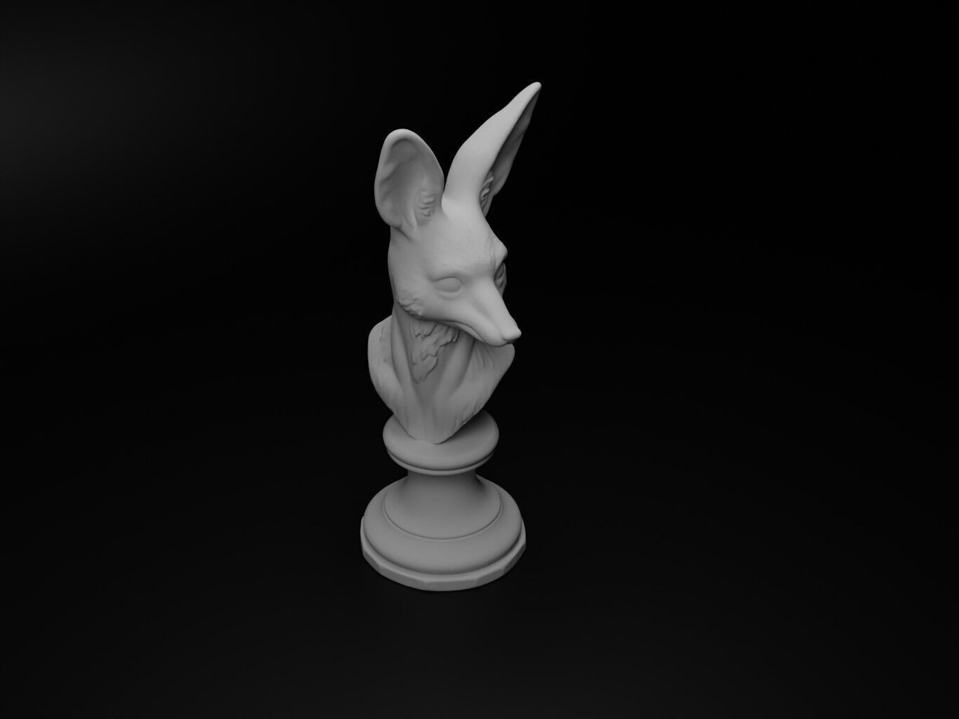 Fennec Animal Bust Chess 3D print model_2