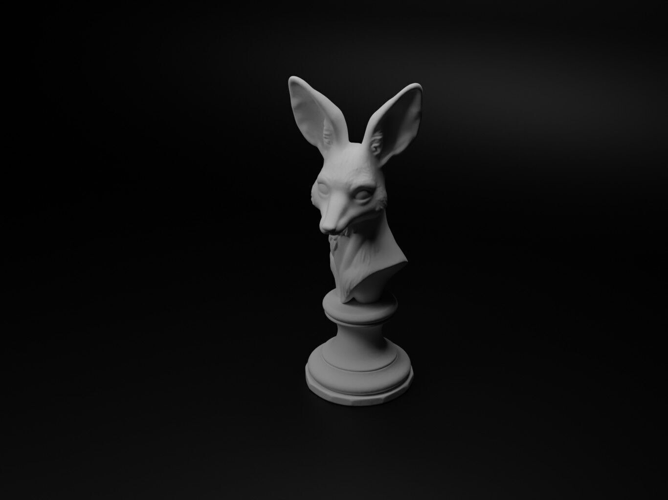 Fennec Animal Bust Chess 3D print model_1