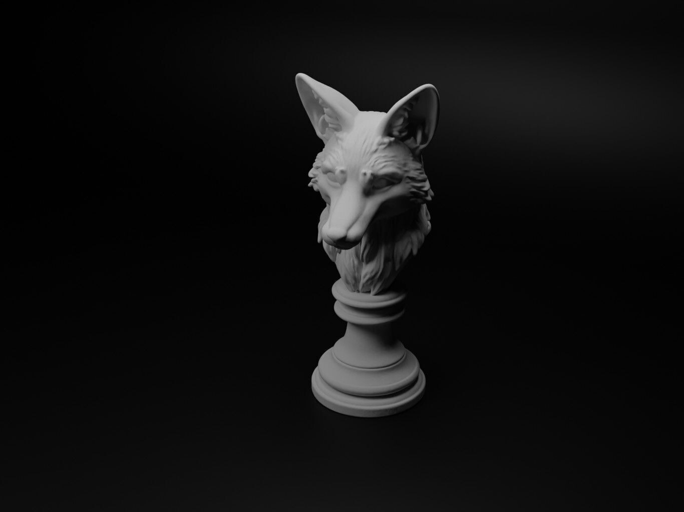 Fox Animal Bust Chess 3D print model_1