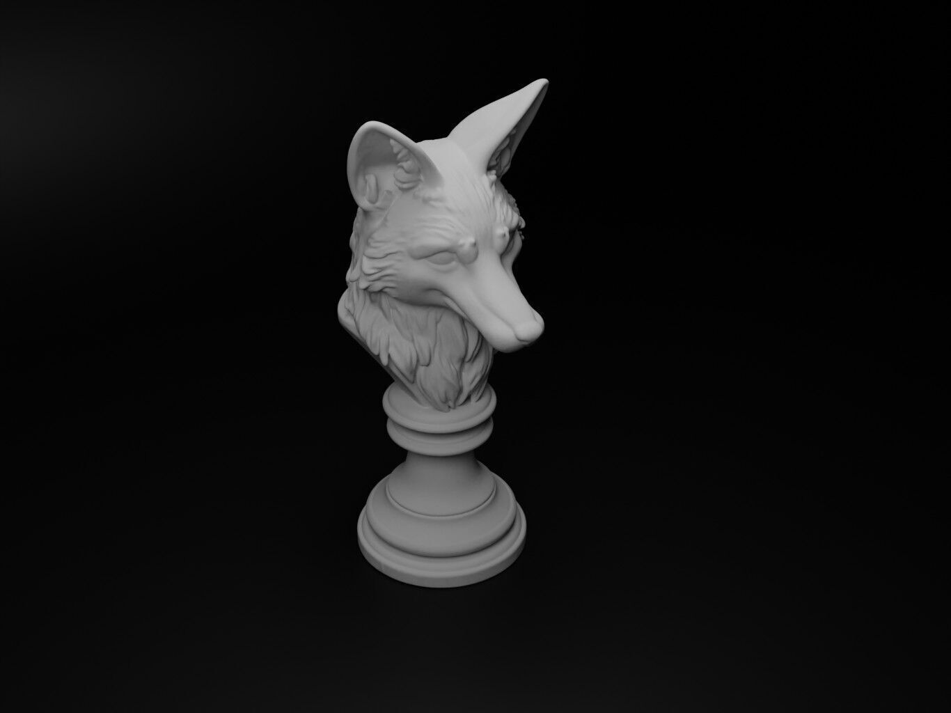 Fox Animal Bust Chess 3D print model_2