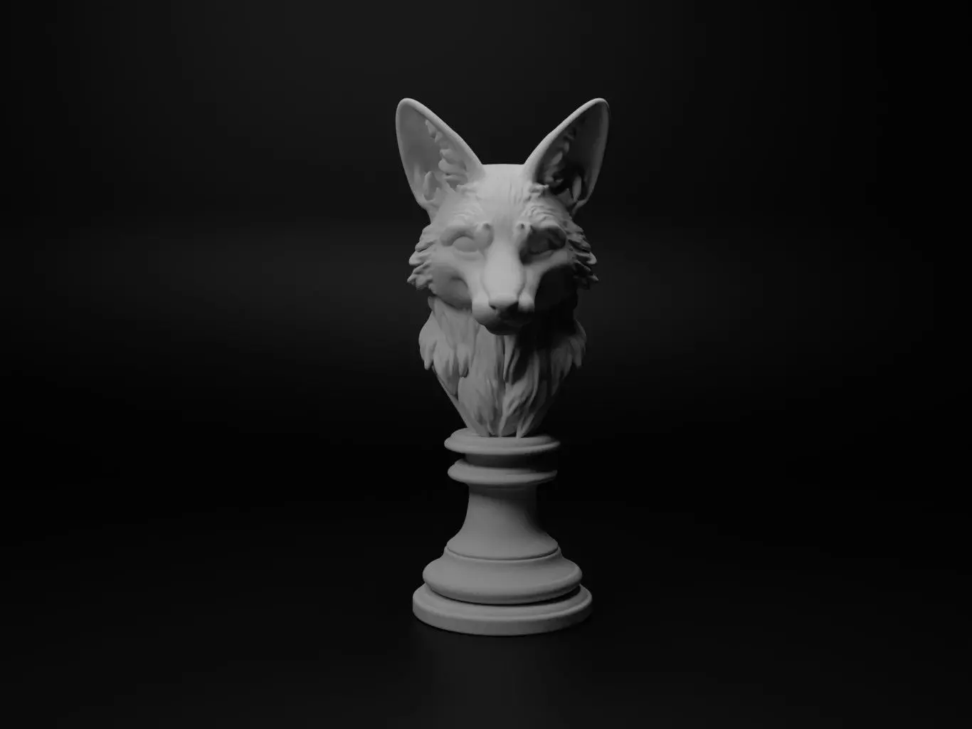 Fox Animal Bust Chess 3D print model_0