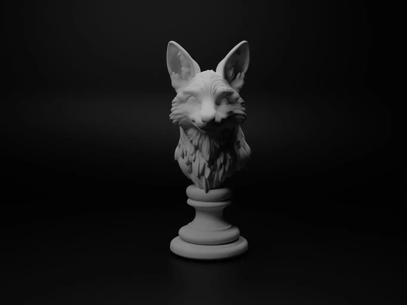 Fox Animal Bust Chess 3D print model_0