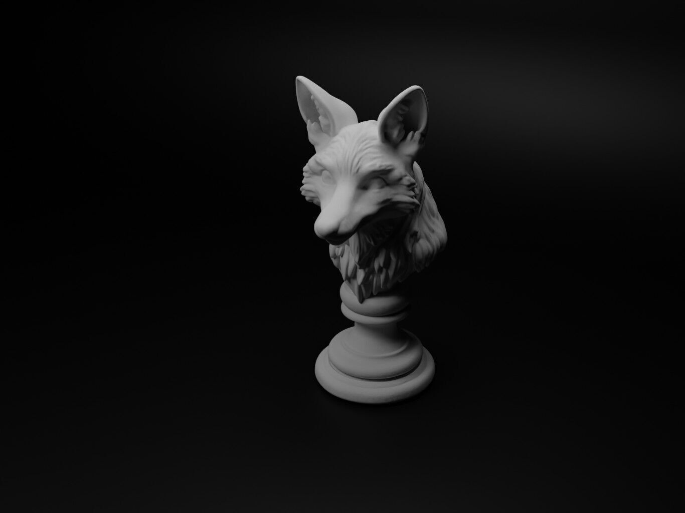 Fox Animal Bust Chess 3D print model_1