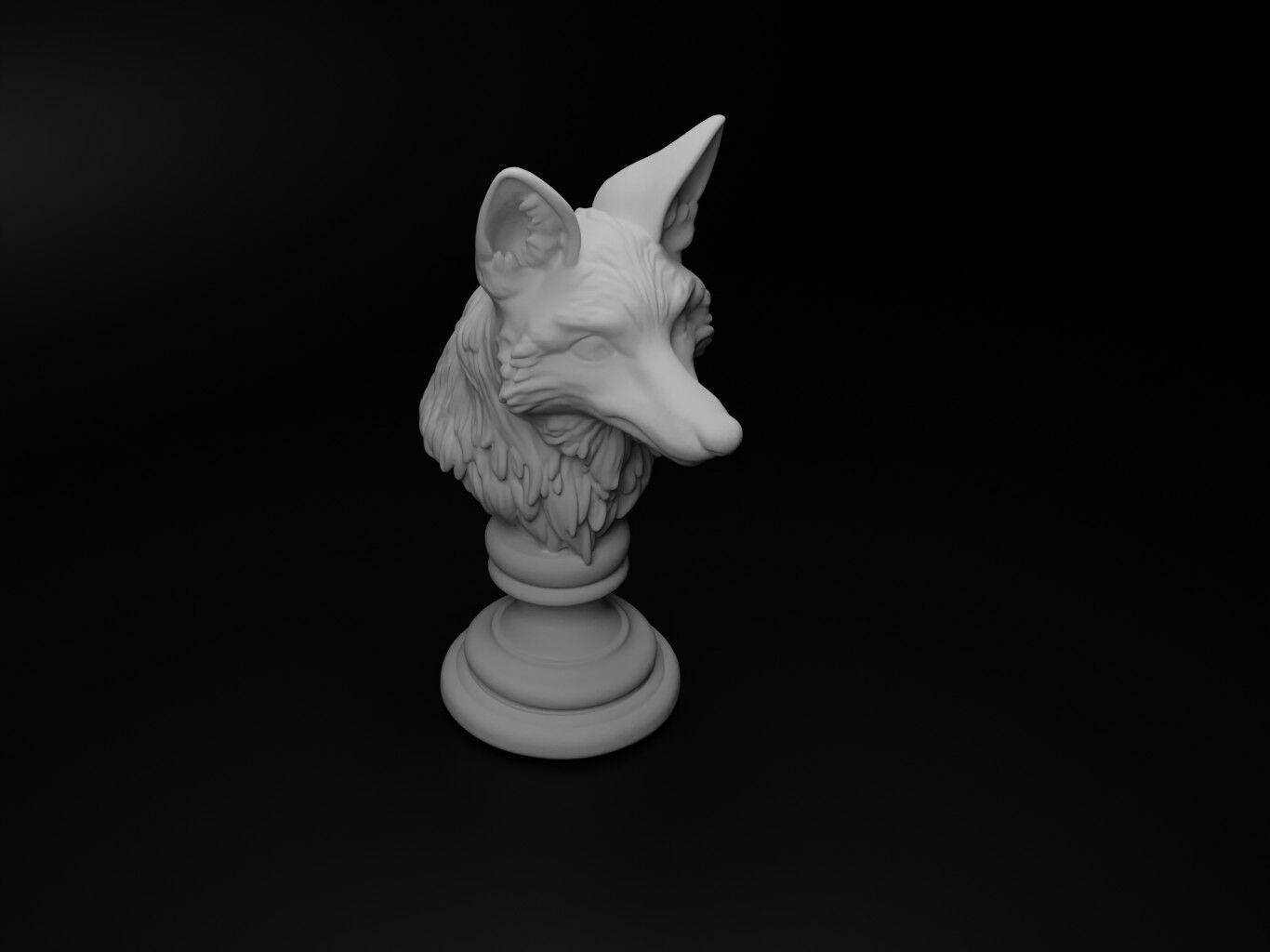 Fox Animal Bust Chess 3D print model_2