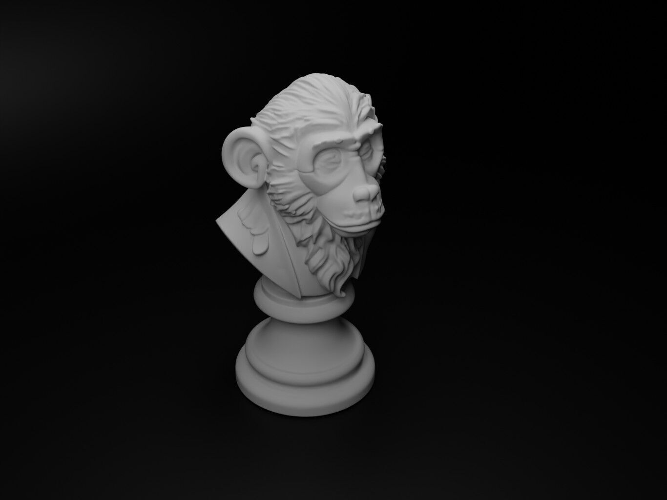 Gibbon Animal Bust Chess 3D print model_2
