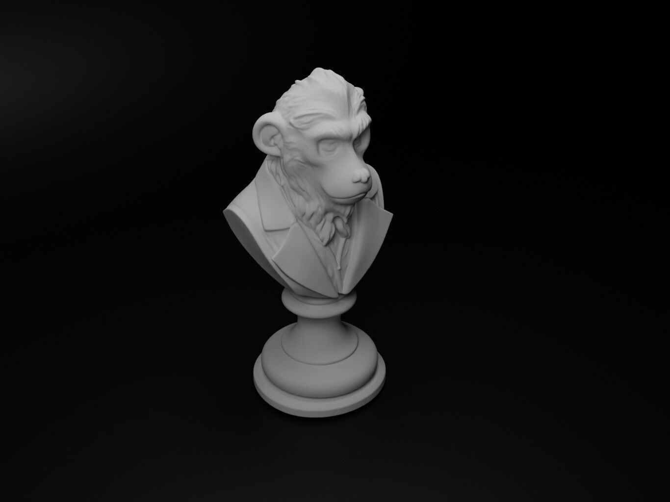 Gibbon Animal Bust Chess 3D print model_2