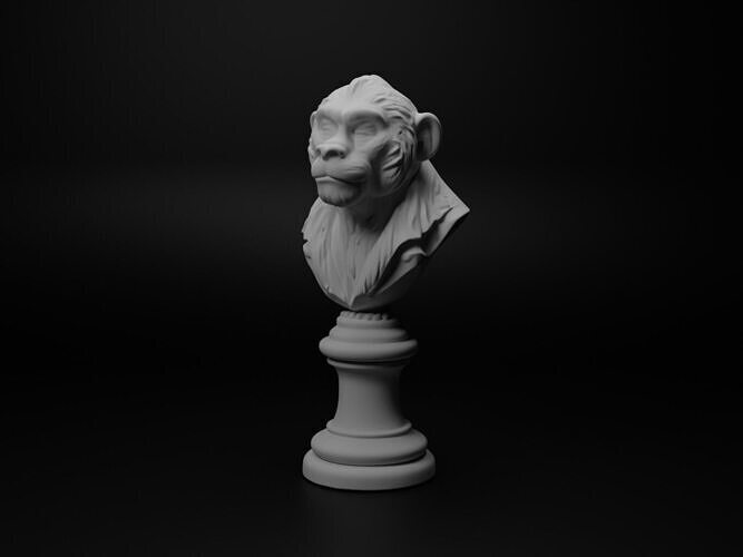 Gibbon Animal Bust Chess 3D print model