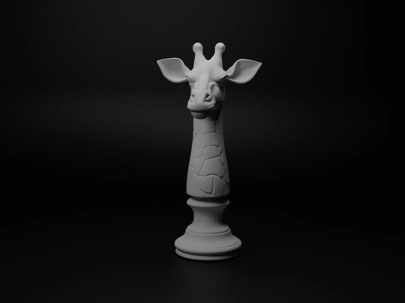Giraffe Animal Bust Chess 3D print model_0