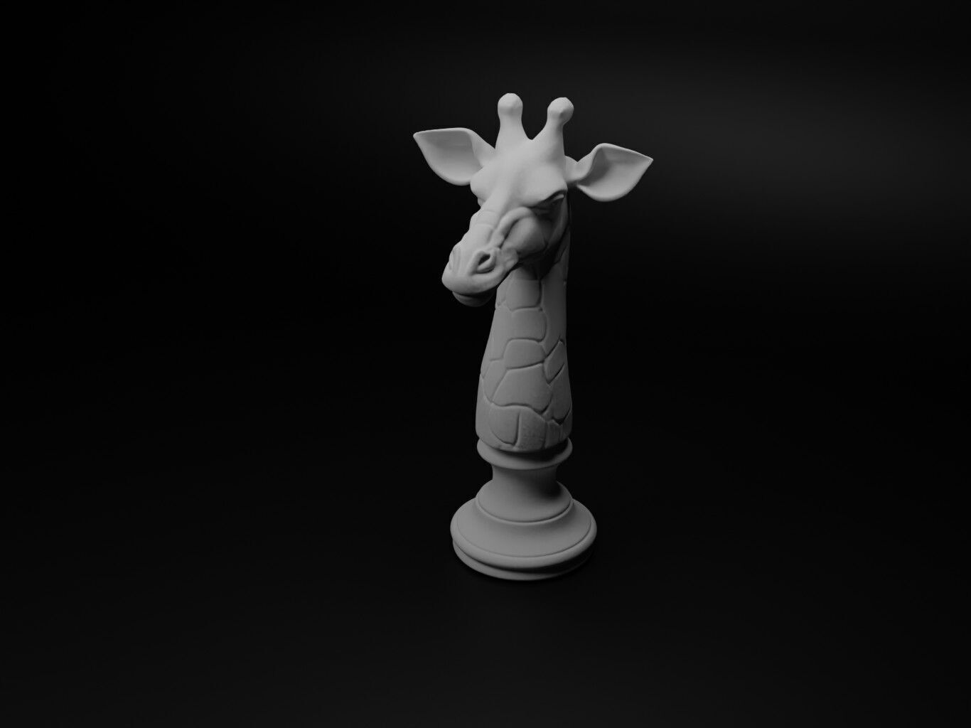 Giraffe Animal Bust Chess 3D print model_1
