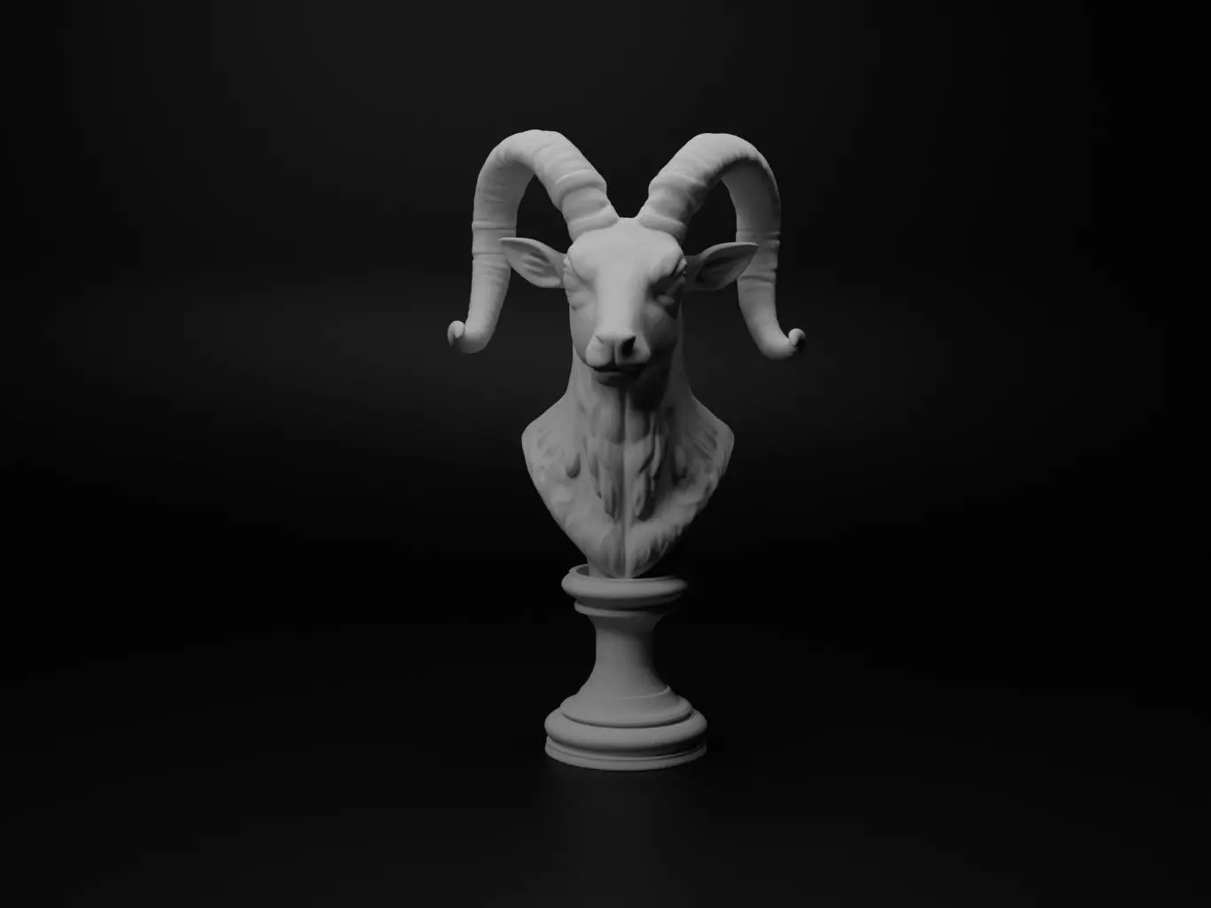 Goat Animal Bust Chess 3D print model_0