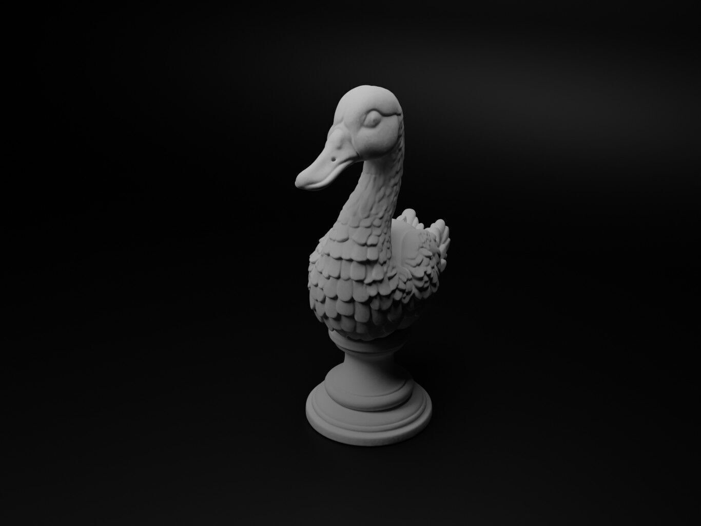 Goose Animal Bust Chess 3D print model_1