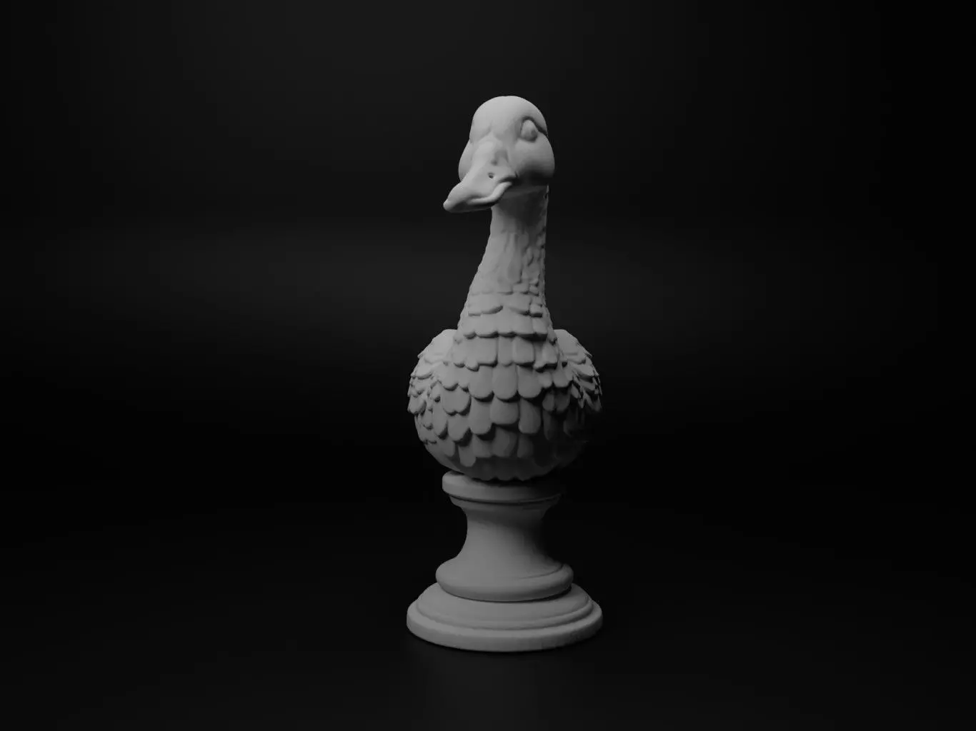 Goose Animal Bust Chess 3D print model_0