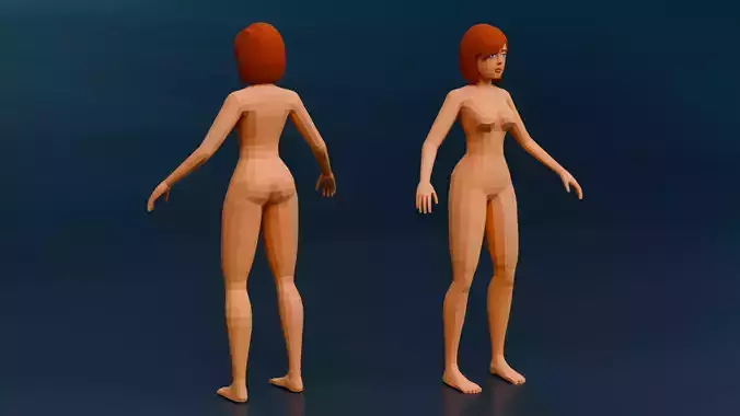 Woman Base Mesh Low-poly Stylized Low-poly 3D model