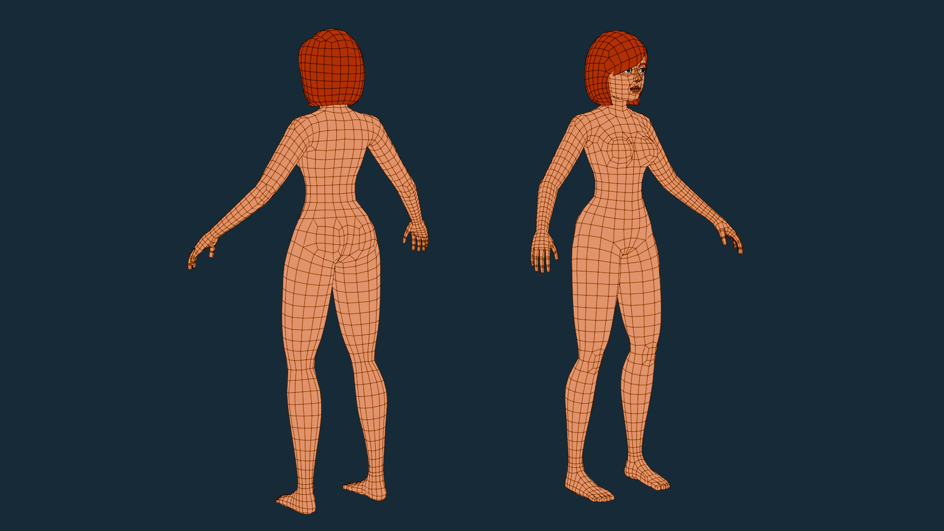 Woman Base Mesh Low-poly Stylized Low-poly 3D model_5