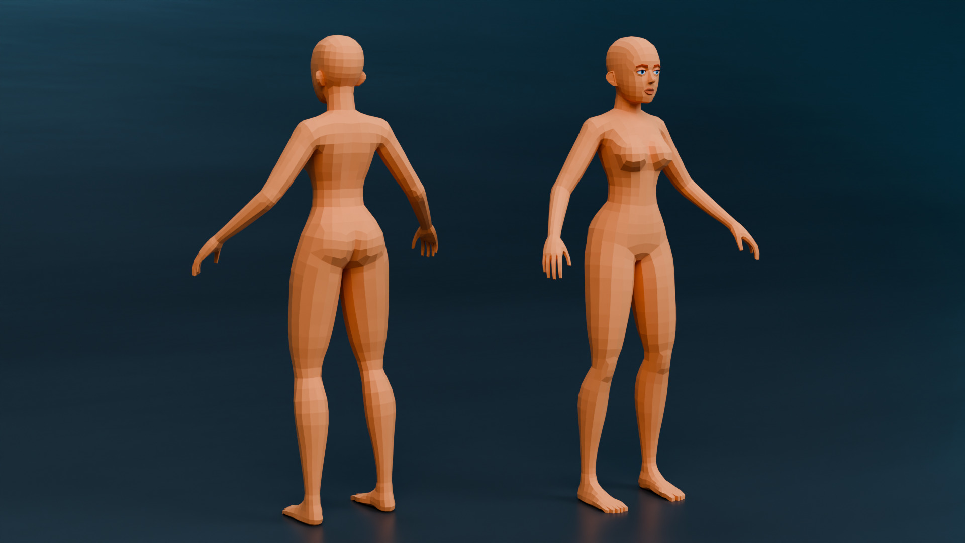 Woman Base Mesh Low-poly Stylized Low-poly 3D model_2