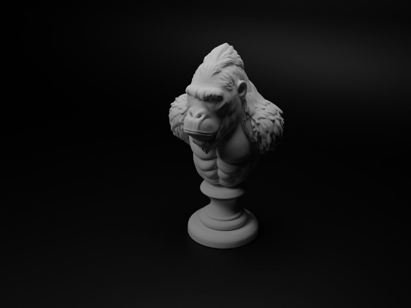 Gorilla Animal Bust Chess 3D print model_1