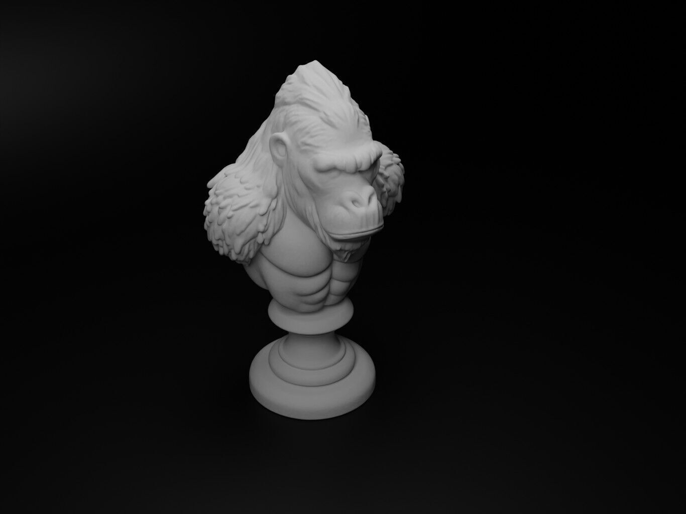 Gorilla Animal Bust Chess 3D print model_2