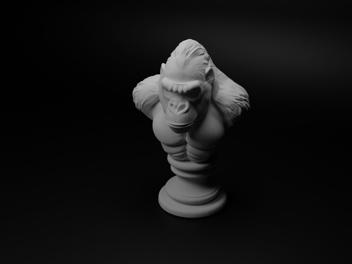 Gorilla Animal Bust Chess 3D print model_1