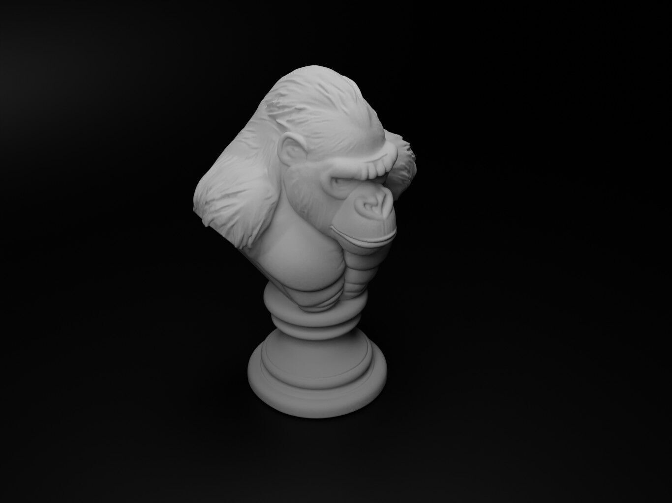 Gorilla Animal Bust Chess 3D print model_2