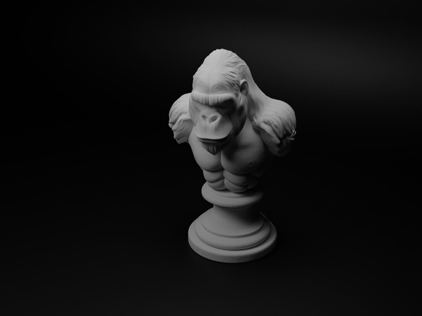 Gorilla Animal Bust Chess 3D print model_1
