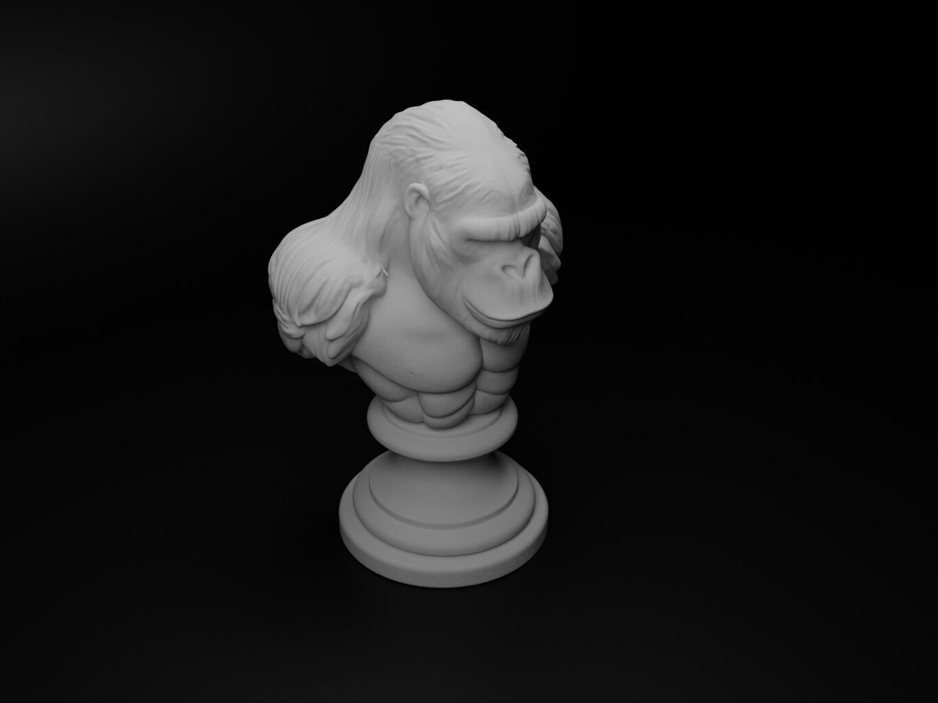 Gorilla Animal Bust Chess 3D print model_2