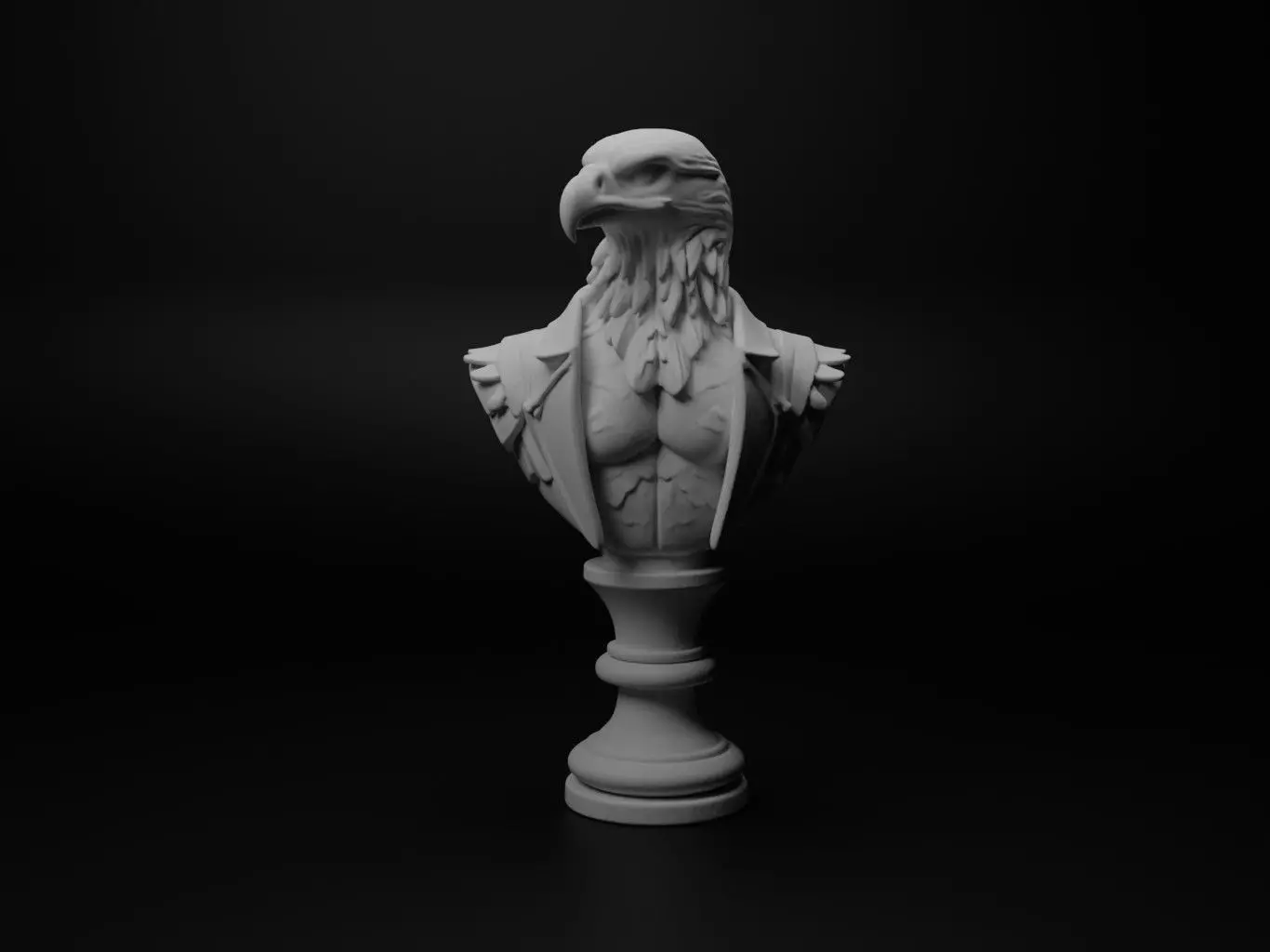 Hawk Animal Bust Chess 3D print model_0