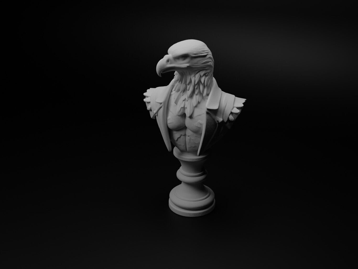Hawk Animal Bust Chess 3D print model_1