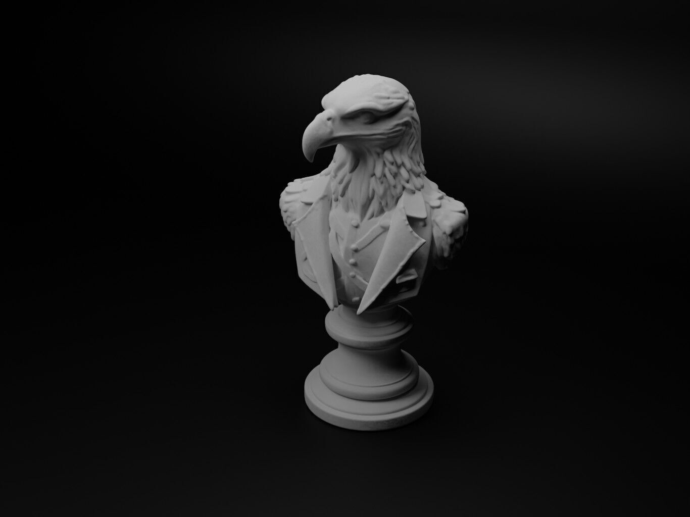 Hawk Animal Bust Chess 3D print model_1