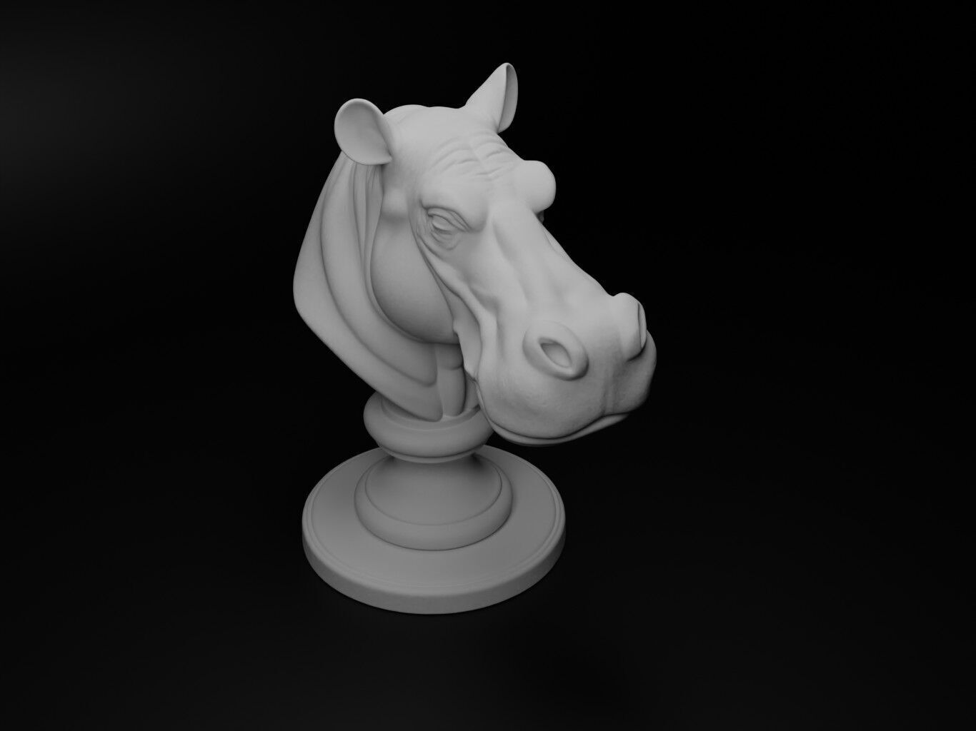 Hippopotamus Animal Bust Chess 3D print model_2